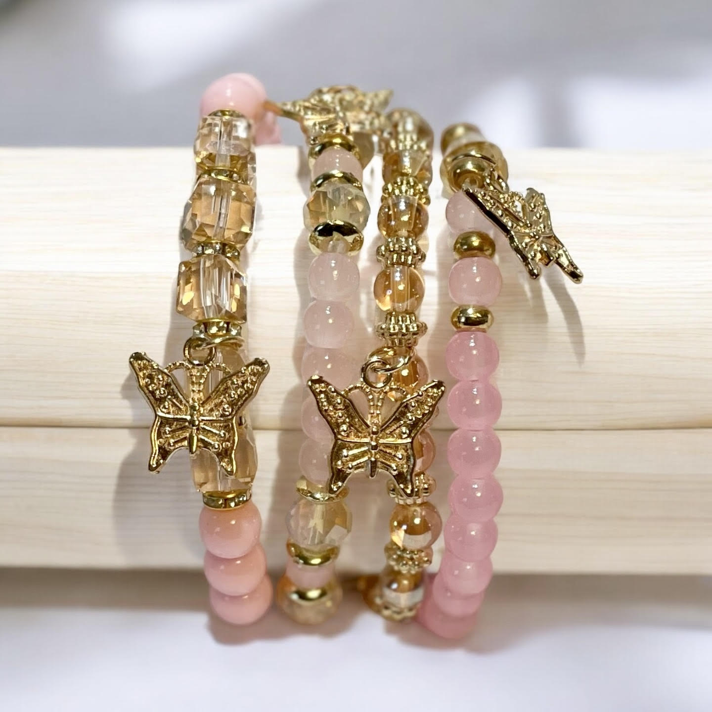 Rosy Pink Beaded Bracelets