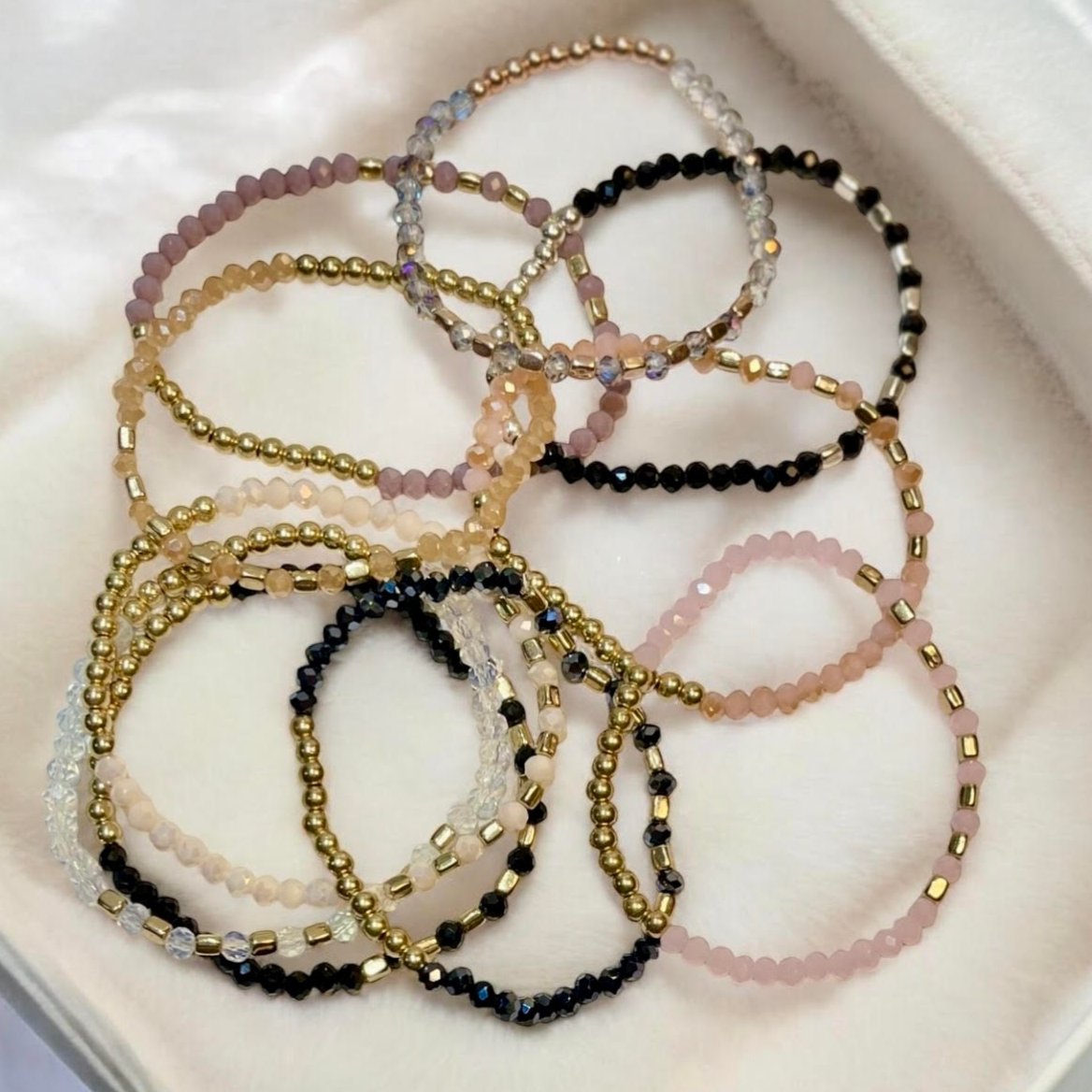 Muave Crystal Beaded Bracelets