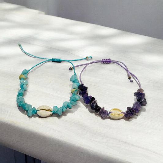 Blue + Purple Shell Bracelets