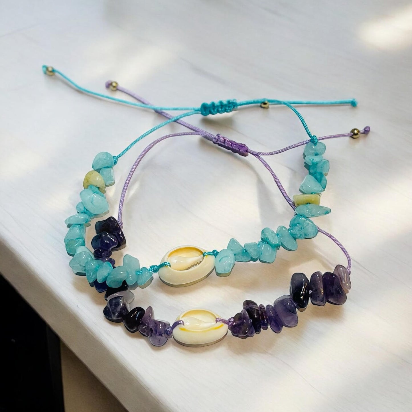 Blue + Purple Shell Bracelets