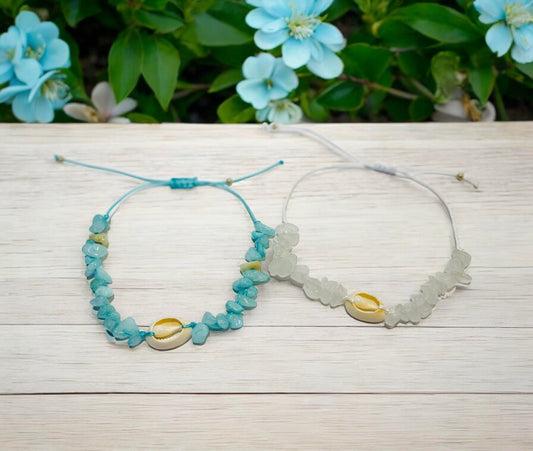 Blue + White Shell Bracelets