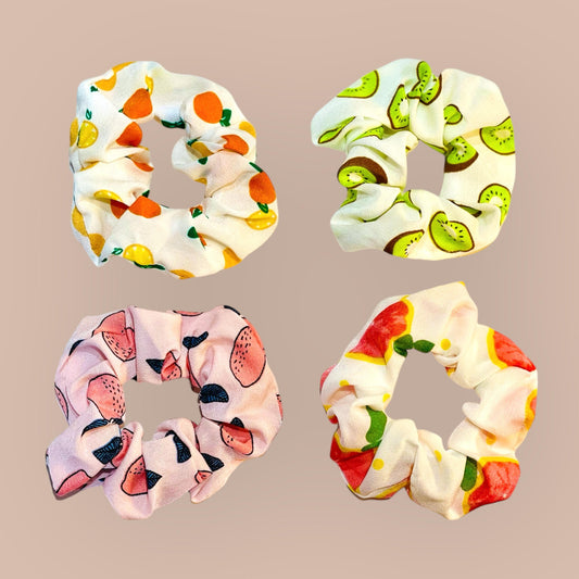 Fruit Print Nylon Scrunchies