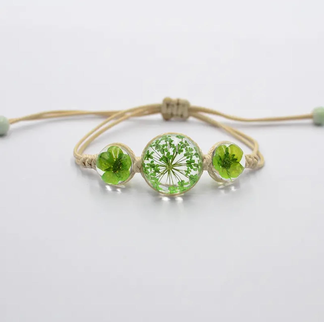 Green Flower Resin Bracelet