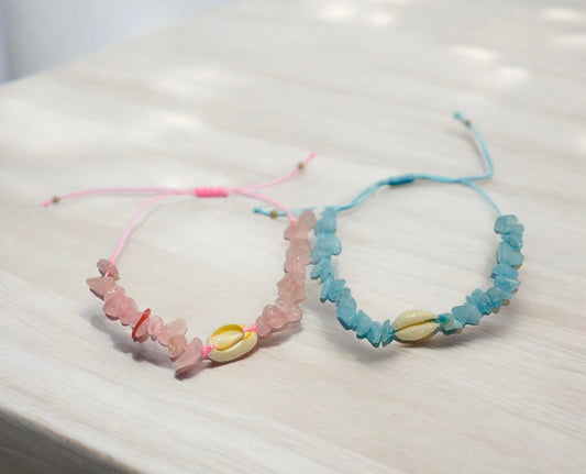 Light Pink + Blue Shell Bracelets