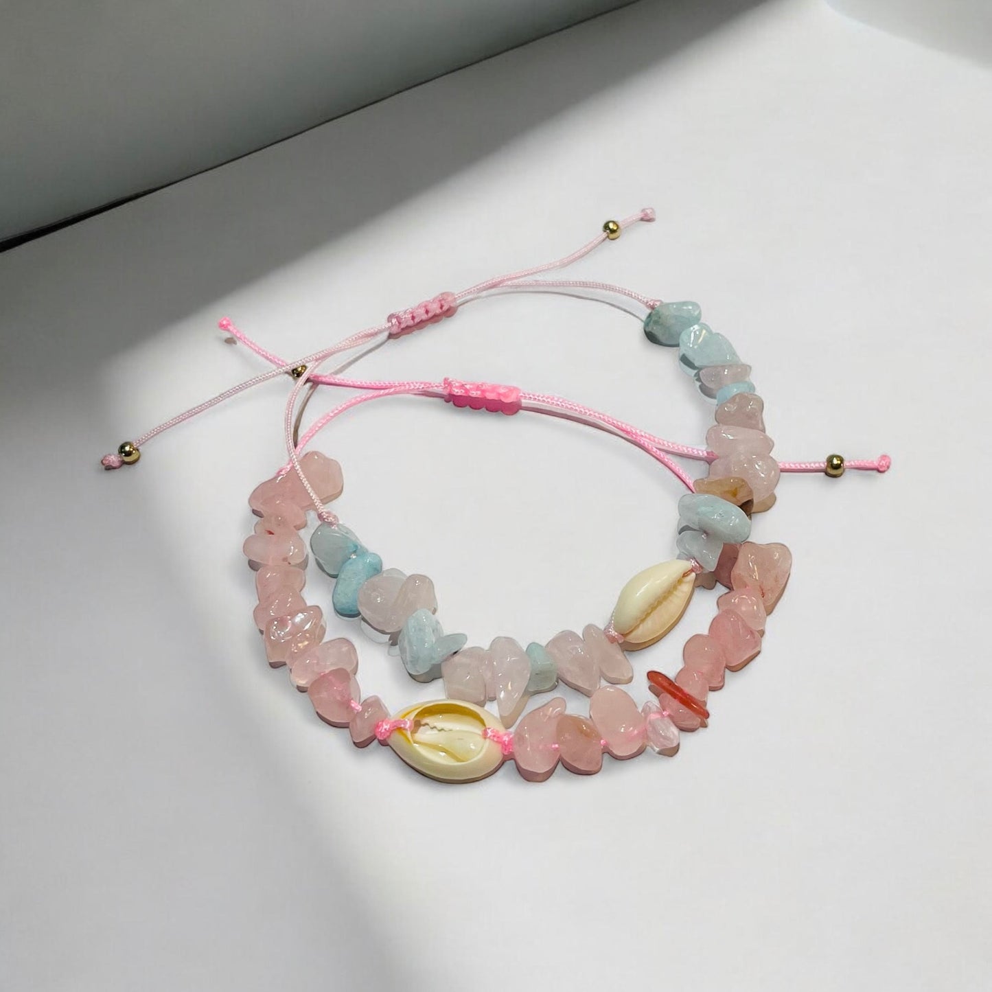 Pink-Blue + Pink Seashell Bracelets