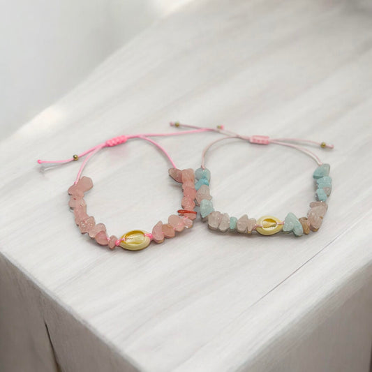 Pink-Blue + Pink Seashell Bracelets