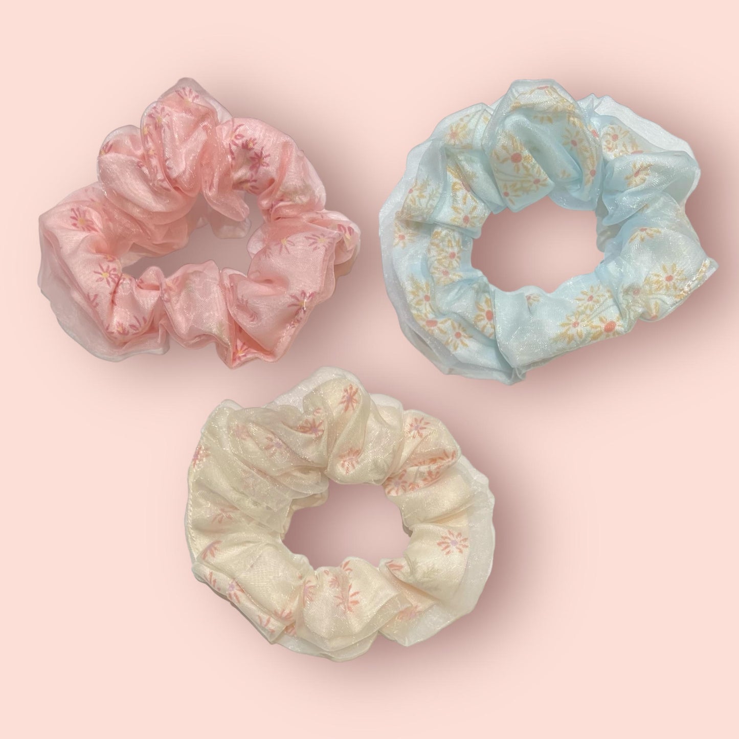 Floral Mesh Scrunchies