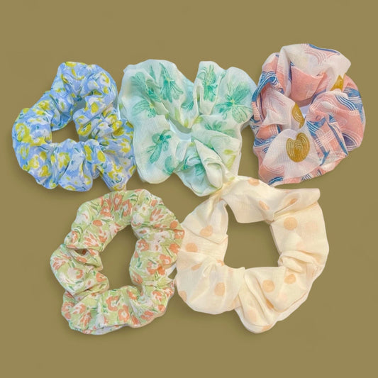 Floral Nylon Scrunchies