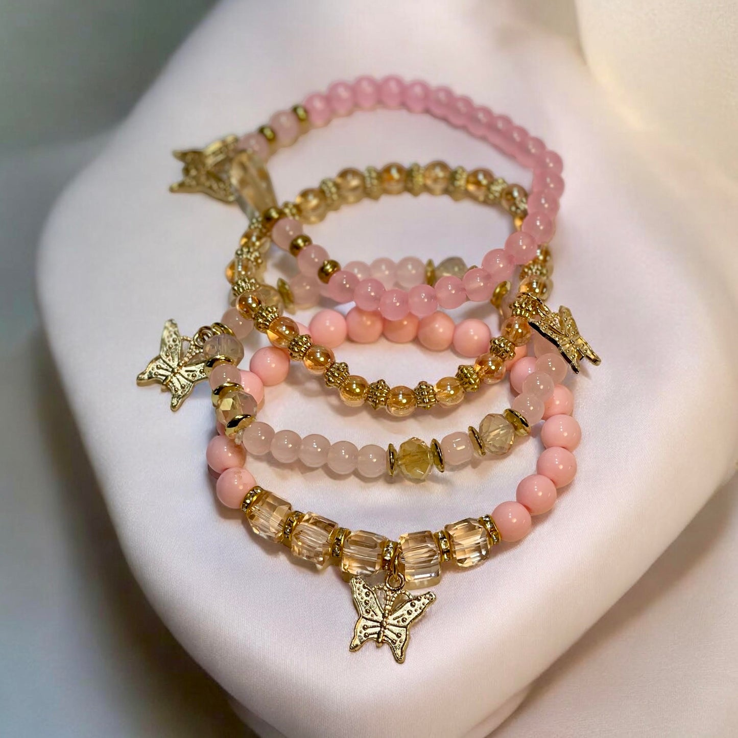 Rosy Pink Beaded Bracelets