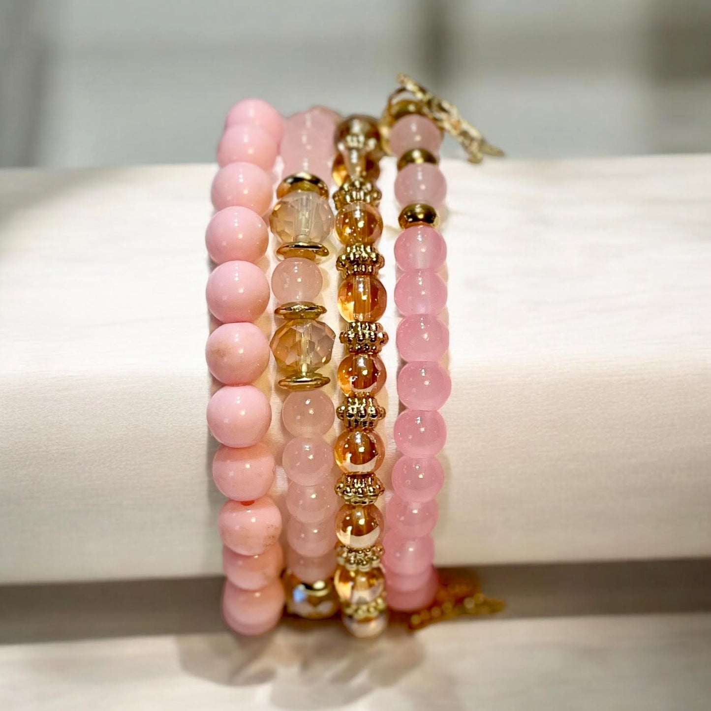 Rosy Pink Beaded Bracelets