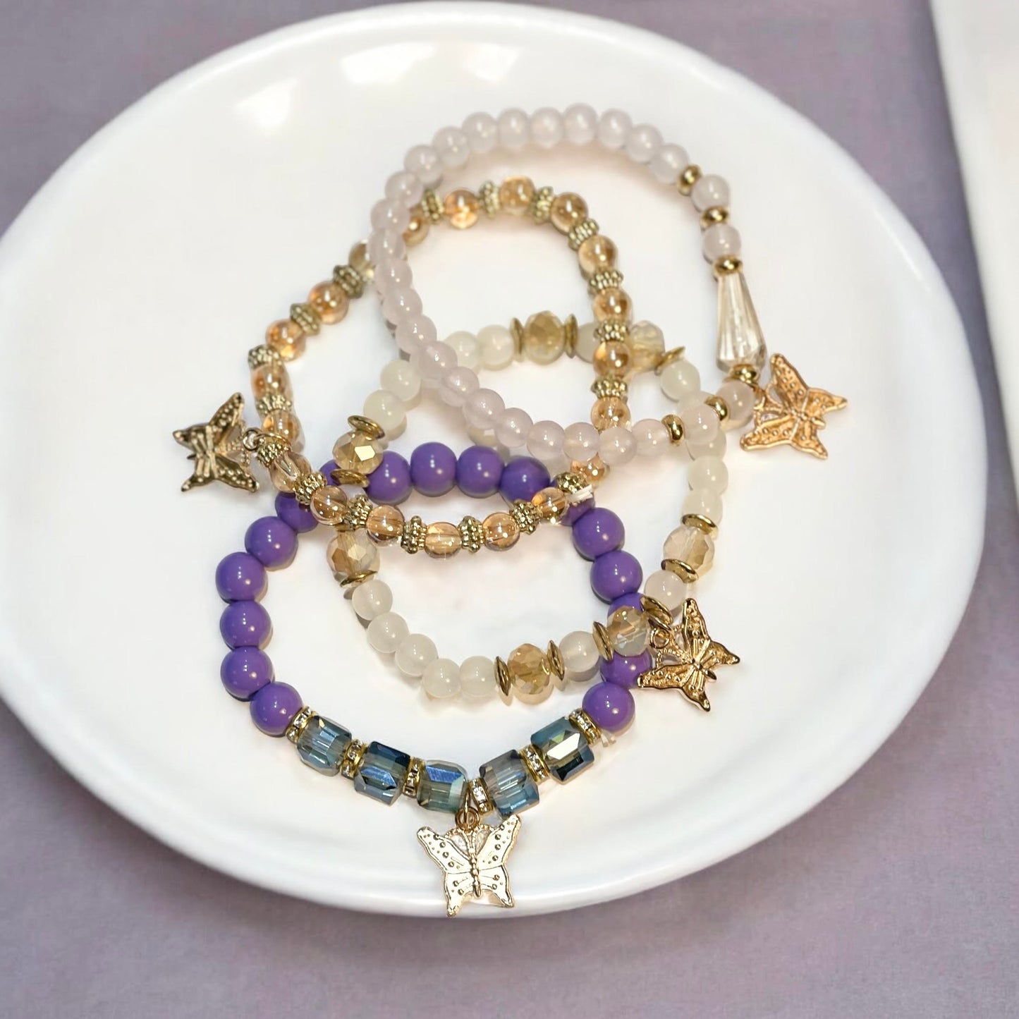 Purple and Blue Crystal Bracelets