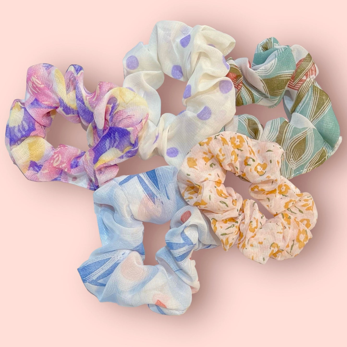 Mixed Purples Nylon Scrunchies