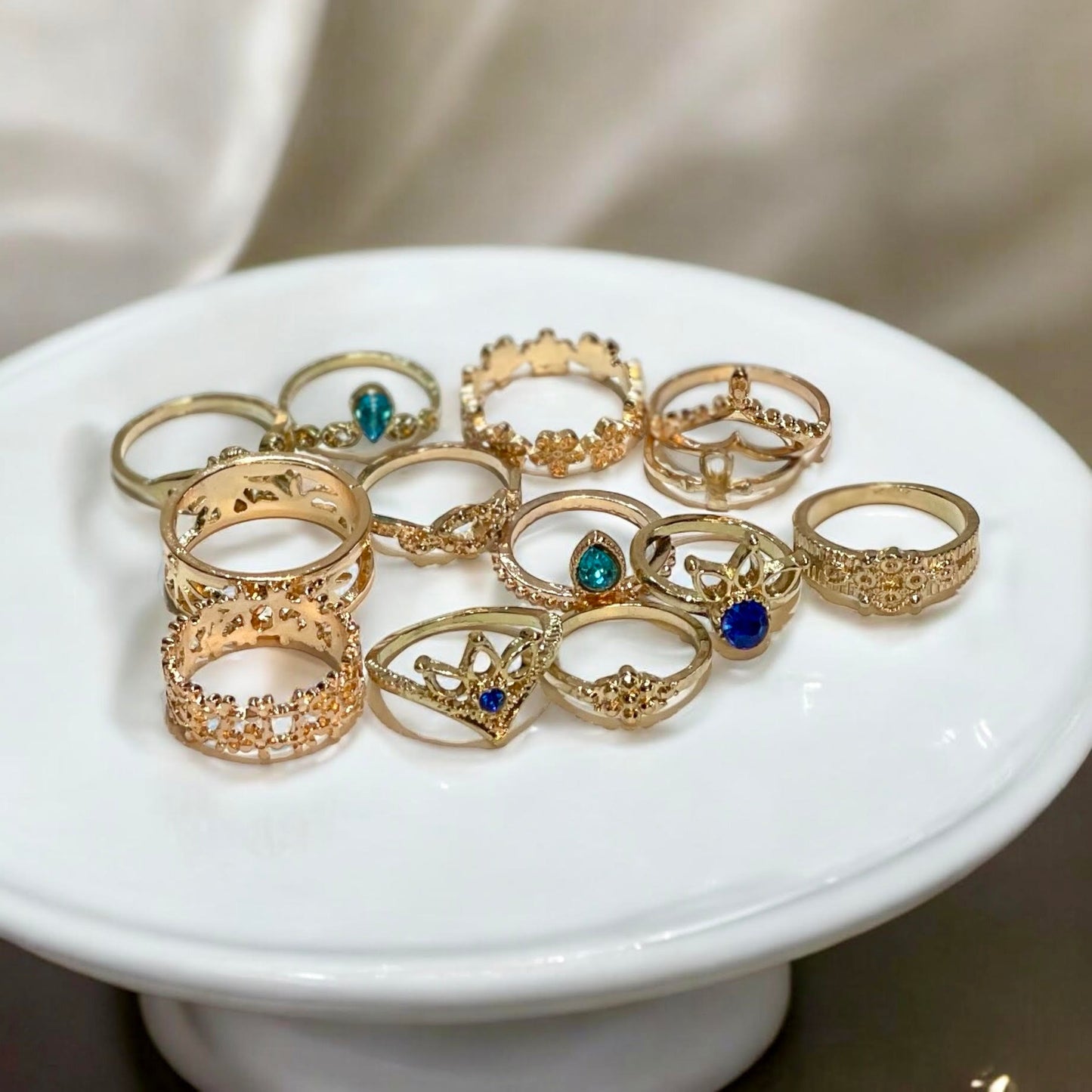 Sapphire + Topaz Alloy Rings